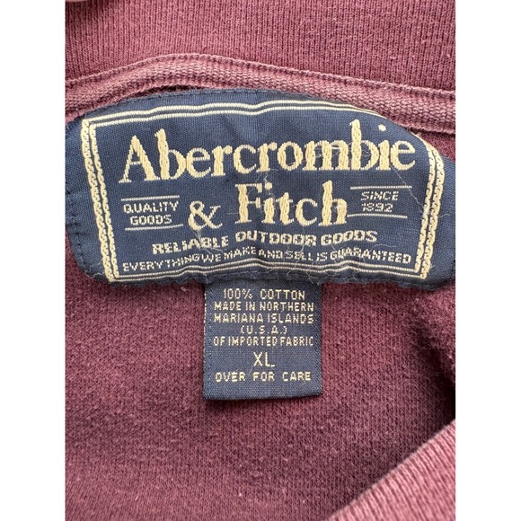 Abercrombie & Fitch Long Sleeve Shirt Mens XL VTG 90's Burgundy V Neck Casual - Picture 10 of 11